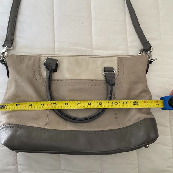 Tignanello Gray Color Block Leather Handbag - Picture 7 of 10